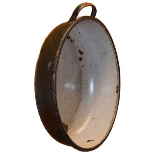 Oude Geëmailleerde Metalen Pan Decoratie 1