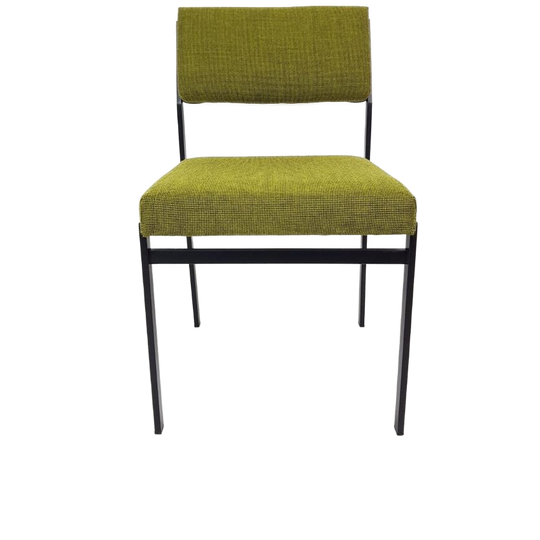 Pastoe Stoel - Vintage Design Groene Ploeg Stof Metaal Zwart 1