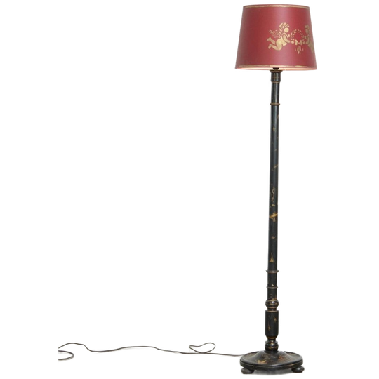Prachtige Antieke Engelse Staande Lamp Uit Begin 1900 In Japanse Stijl Met Uniek Schilder Werk 1
