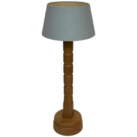 Vintage Pinewood Grenen Tafellamp Gedraaid Jaren 70 Design 1