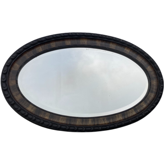 Antiek Ovale Engelse Spiegel Met Geslepen Rand, 82 X 53 Cm 1