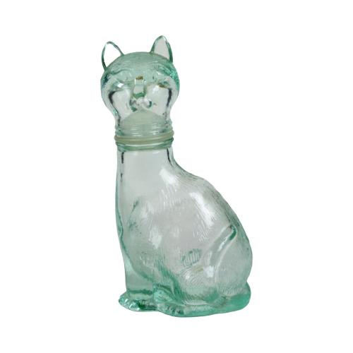 Kleine Glazen Katten Karaf Fles Empoli Groen Italy Glaswerk