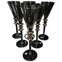 Set Van 6 Champagne Of Wijn / Likeurglazen Met Gouden/ Matglazen Accenten