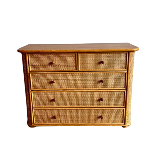 Rotan Ladekast Commode Vintage 1