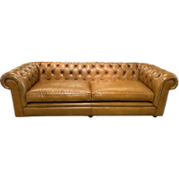 Stoere Industriële Chesterfield Rossendale Xl Chesterfield 3,5 Zits Bank In Cognac / Camel Leder