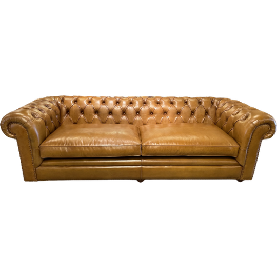 Stoere Industriële Chesterfield Rossendale Xl Chesterfield 3,5 Zits Bank In Cognac / Camel Leder 1