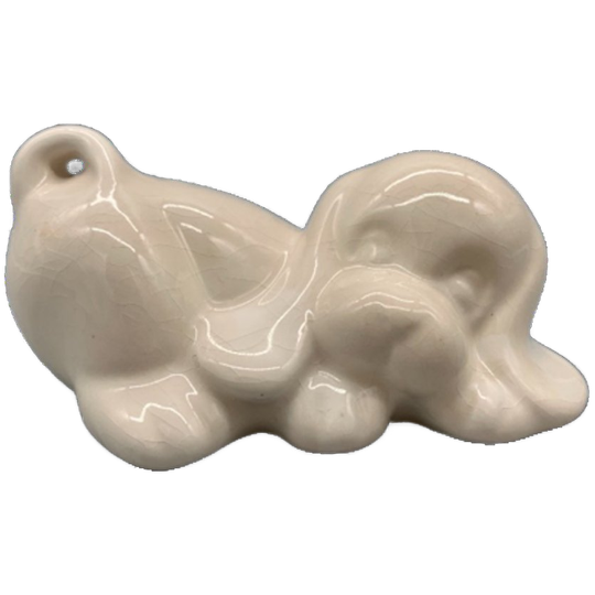 Vintage Deco Hondje Wit Keramiek 80's 1