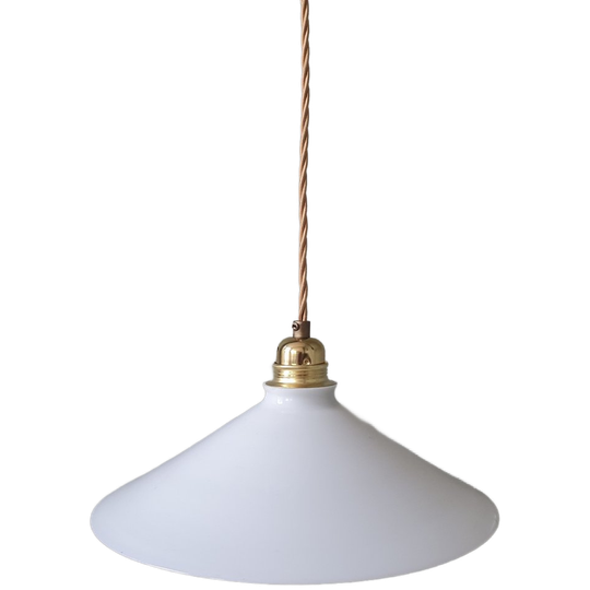 Vintage Hanglamp - Opaline Glas,bankiers - Schoenmakerslamp 1