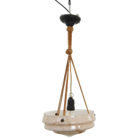 Vintage Zacht Roze Gemarmerd Glazen Art Deco Design Hanglamp