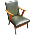 Vintage Jaren 60 Groene Deense Fauteuil thumbnail 1