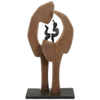 Contemporary Stone & Metal Sculpture With Bronze Figures thumbnail 1