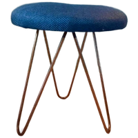 Vintage Hairpinlegs Krukje, Kruk Met Nieuwe Stoffering