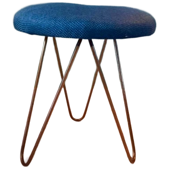 Vintage Hairpinlegs Krukje, Kruk Met Nieuwe Stoffering 1
