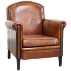 Stijlvolle Schapenleren Design Fauteuil/ Armchair In Een Warme Cognac Kleur thumbnail 1