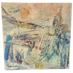 Jaren 70 Origineel Vintage Schilderij Acryl Op Hardboard thumbnail 1