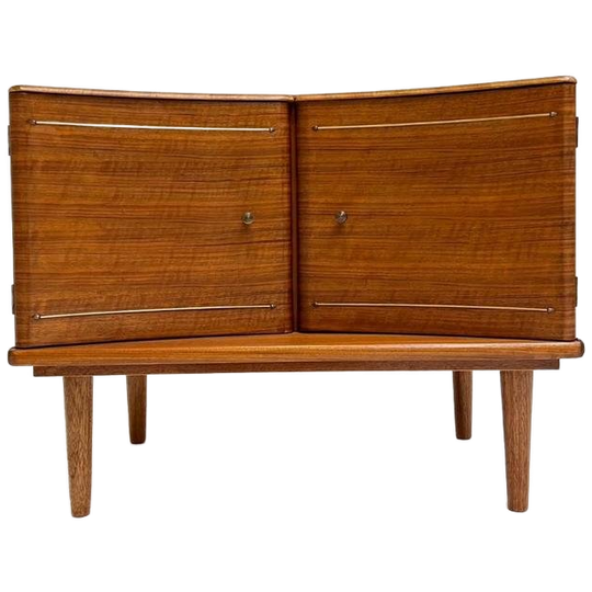 Engels Houten Kastje Met Messing Versiering, 19650's 1