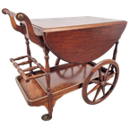 Vintage Spindle Bar Cart Hout Trolley 1970 Italië Side Table thumbnail 1