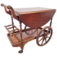 Vintage Spindle Bar Cart Hout Trolley 1970 Italië Side Table