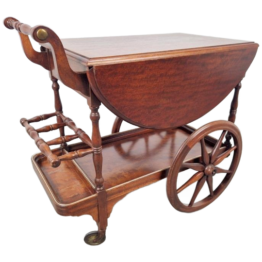 Vintage Spindle Bar Cart Hout Trolley 1970 Italië Side Table 1