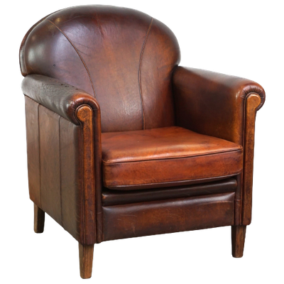 Karaktervolle Vintage Schapenleren Fauteuil/Armchair Met Een Mooie Kleurencombinatie