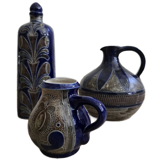 Een Trio Van Vintage West-duitse Keramische Kunst: Scheurich, Mühlendyck & Lenz Kannencollectie 1