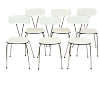 Set Van 6 Grijze Formica Stoelen Chroom Eetkamerstoelen Sixties