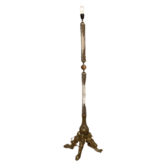 Fifties Italiaanse Lampadaire Onyx Marmer, Hollywood Regency 1