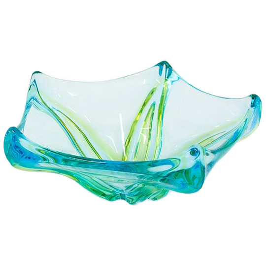 Vintage Murano Blauw-groene Fruitschaal 1