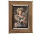 Vintage Zijde Lijstje Kitsch Mini Schilderijtje thumbnail 1