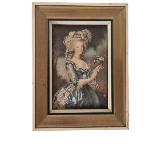 Vintage Zijde Lijstje Kitsch Mini Schilderijtje 1