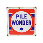 Frans Emaille Reclame Bord Pile Wonder Jaren 50 Mancave 43X43Cm thumbnail 1