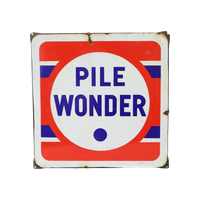 Frans Emaille Reclame Bord Pile Wonder Jaren 50 Mancave 43X43Cm