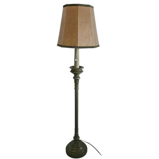 Vintage Vloerlamp/staande Lamp Met Kap Van Varkenshuid 1