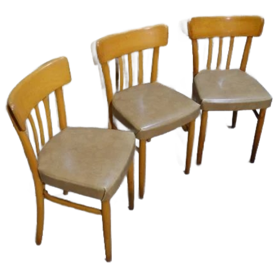 Beukenhouten Keukenstoelen Met Vinyl Zitting Set Van 3 1
