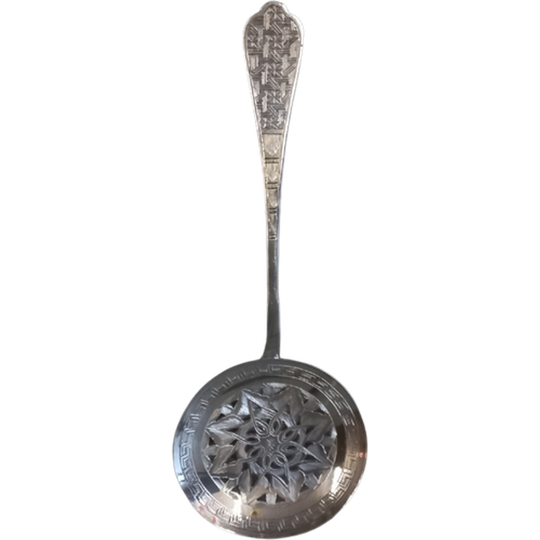 Zilveren Fruitschep/zeef. 1