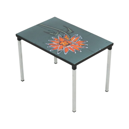 Kleine Keramische Tegeltafel Chroom Adri Belarti Oranje Bloem 47cm 1