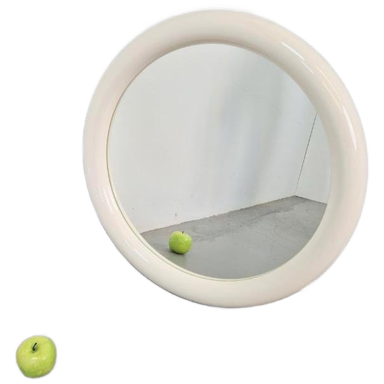 Xl Moderne Wit Ronde Spiegel Kunststof Strak Design ‘80 1
