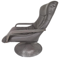 Vintage Jaren 70 Leren Draai Fauteuil Space Age Tulp Voet.