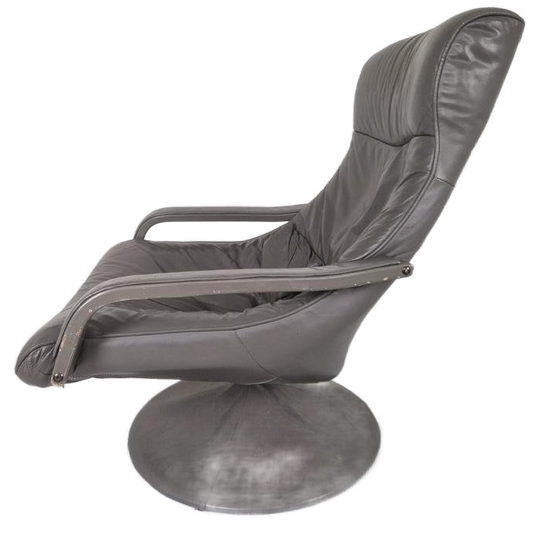 Vintage Jaren 70 Leren Draai Fauteuil Space Age Tulp Voet. 1