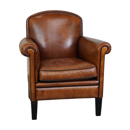 Vintage Schapenleren Armchair/ Design Fauteuil Met Een Mooie Look En Goed Comfort