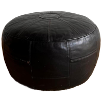 Bruin Leren Vintage Patchwork Poef