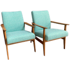 Pair Of Green Arm Chairs 1960S thumbnail 1
