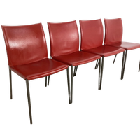 4 Leren Zanotta Stoelen Design Roberto Barbieri