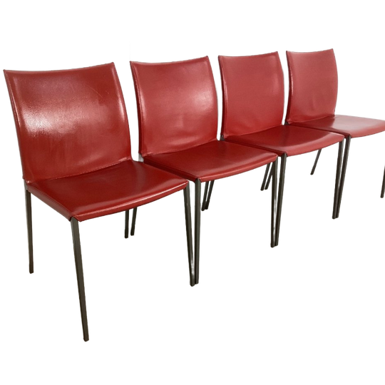 4 Leren Zanotta Stoelen Design Roberto Barbieri 1