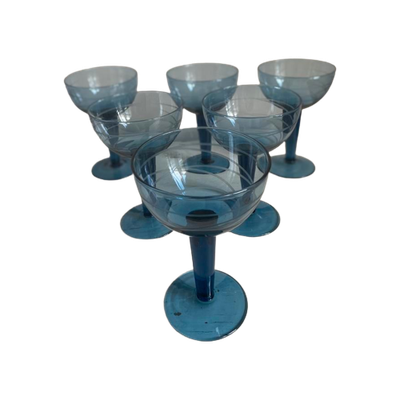 Vintage Cocktail Glazen - Blauw/Petrol Kleur - Set Van 6