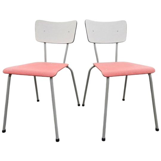 Rawi - Retro Design - 2 Vintage Buisframe Eetkamer Stoelen - 60's 1