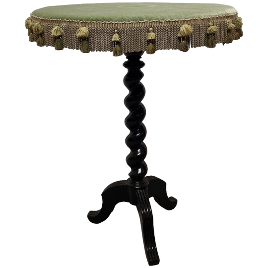 Antiek Frans Tafeltje Met Velours En Franjes, Eind 19e Eeuw 1