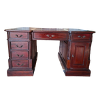 Klassieke Engels Dubbelzijdig Bureau, Schrijftafel, Partnerdesk Kast Afm.150x90cm En 80cm Hoog. thumbnail 1