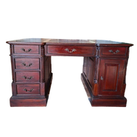 Klassieke Engels Dubbelzijdig Bureau, Schrijftafel, Partnerdesk Kast Afm.150x90cm En 80cm Hoog.