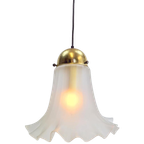 Vintage Peill & Putzler Hanglamp Glas Messing Regency '60 thumbnail 1